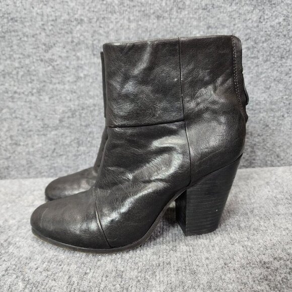 Rag & Bone Classic Newbury Ankle Boots Booties Black Leather Size 9.5 39.5 - Picture 7 of 16